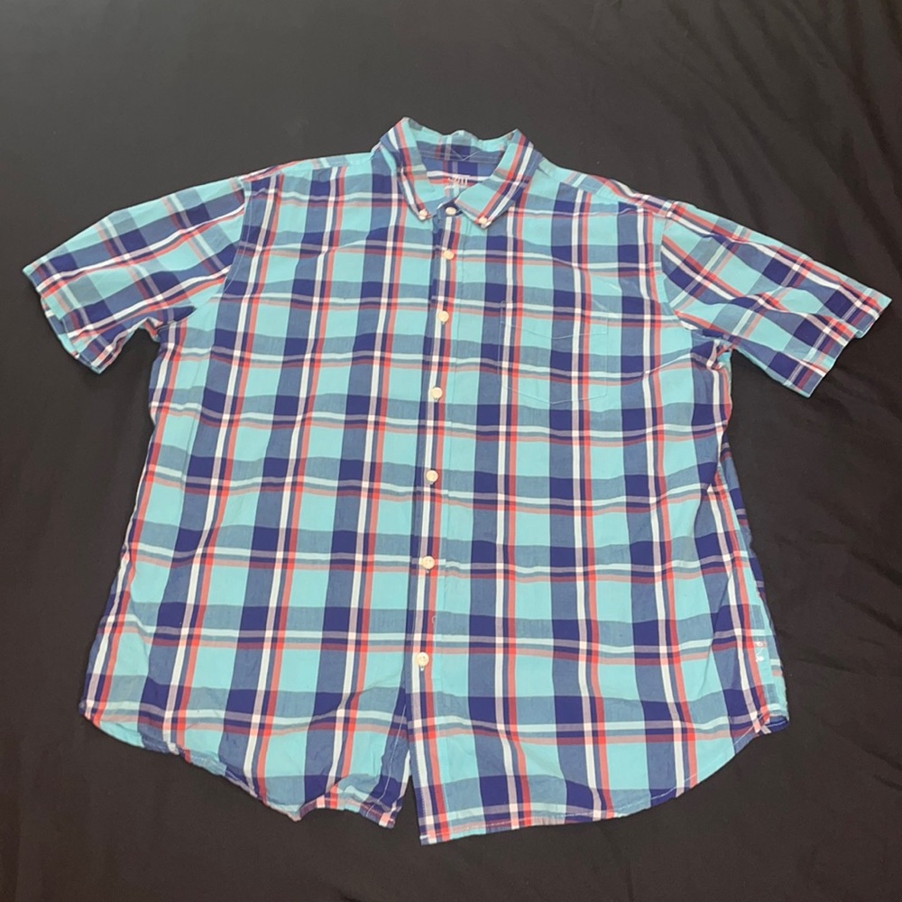 Jack Threads Blue/Plaid Pocketed Short Sleeve Button Up Size XL